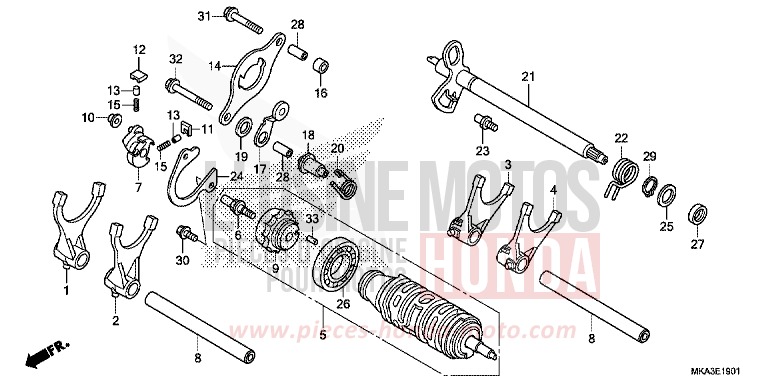 BARILLET DE SELECTION (NC750XD) von NC750X DCT SWORD SILVER METALLIC (NHA95) von 2016